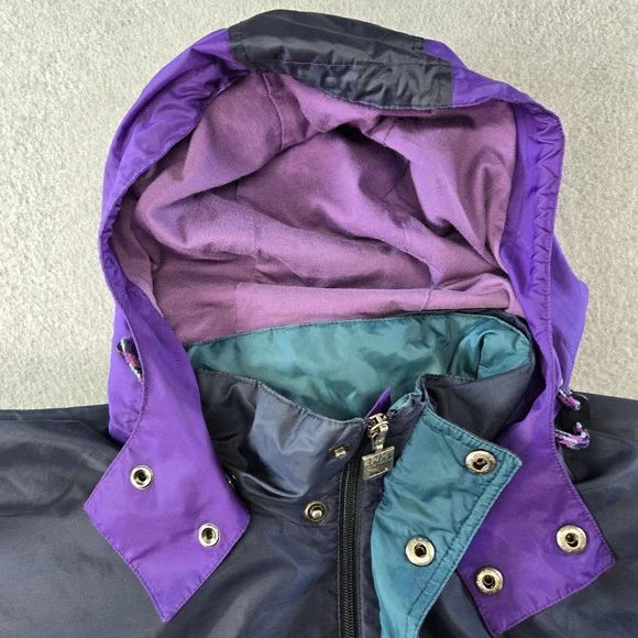 Helly Hansen Jacket Mens L Purple Parka Hooded Lined Pockets Zip Logo Fleece - Picture 7 of 8